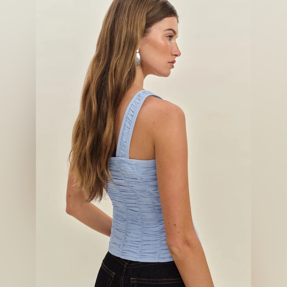 NEW Reformation Archer Top Ice Water Light Blue | US 4 UK 8 - Picture 4 of 11